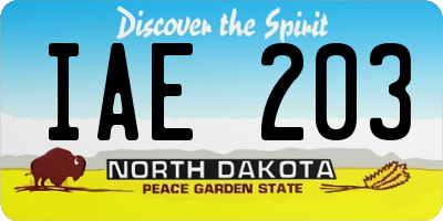 ND license plate IAE203