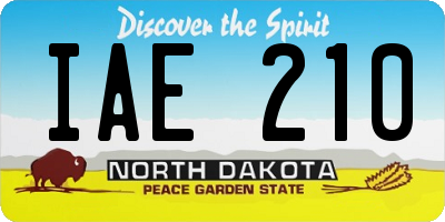 ND license plate IAE210