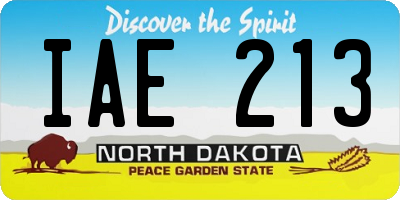 ND license plate IAE213