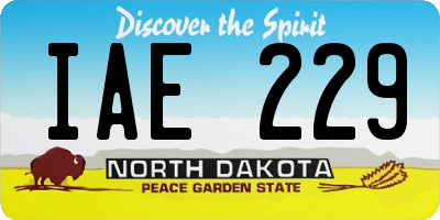 ND license plate IAE229