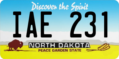 ND license plate IAE231