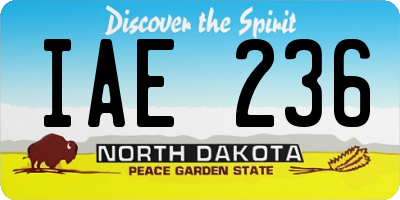 ND license plate IAE236