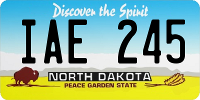 ND license plate IAE245