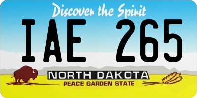ND license plate IAE265