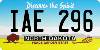 ND license plate IAE296