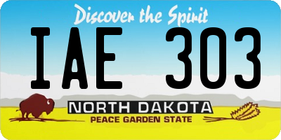 ND license plate IAE303