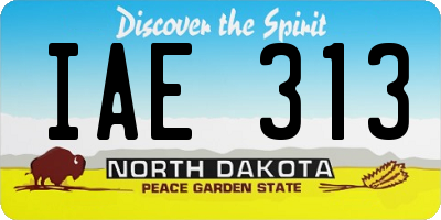 ND license plate IAE313