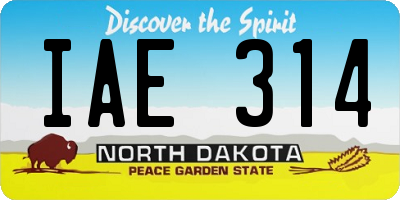 ND license plate IAE314