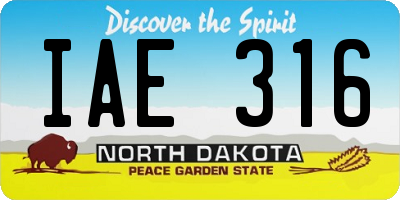 ND license plate IAE316
