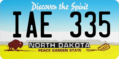 ND license plate IAE335