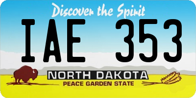 ND license plate IAE353