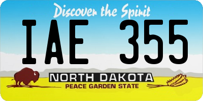 ND license plate IAE355