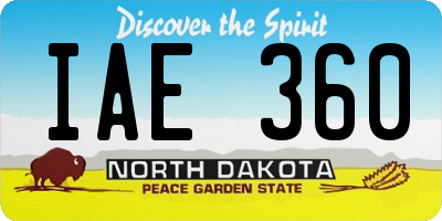 ND license plate IAE360
