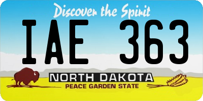 ND license plate IAE363