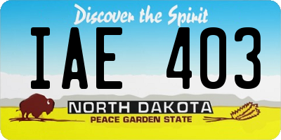 ND license plate IAE403