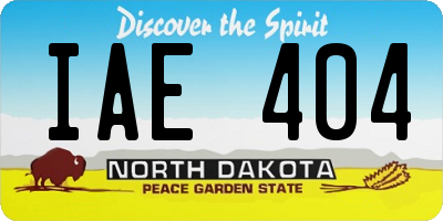 ND license plate IAE404