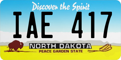 ND license plate IAE417