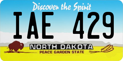 ND license plate IAE429