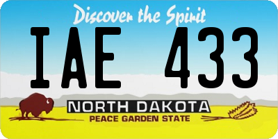 ND license plate IAE433
