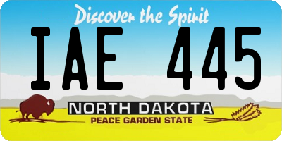 ND license plate IAE445