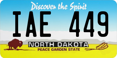 ND license plate IAE449