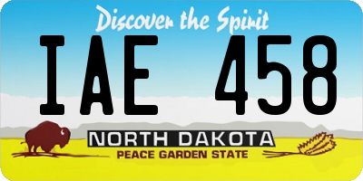 ND license plate IAE458