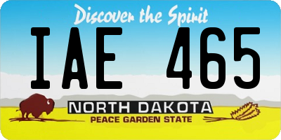 ND license plate IAE465