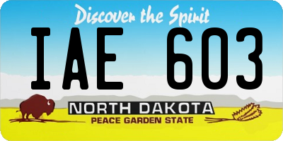ND license plate IAE603
