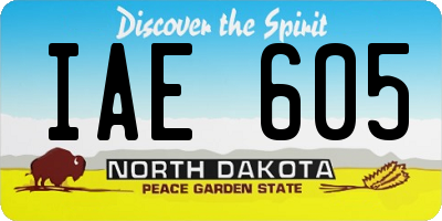 ND license plate IAE605