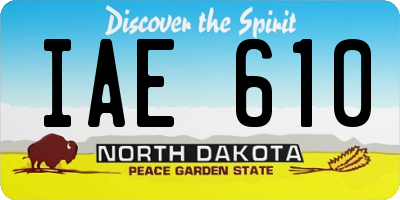 ND license plate IAE610