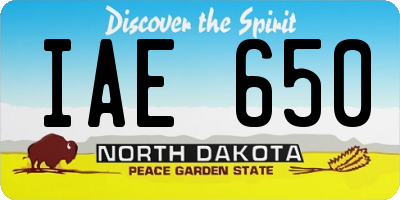 ND license plate IAE650