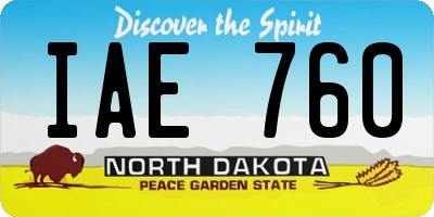 ND license plate IAE760