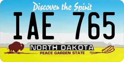 ND license plate IAE765
