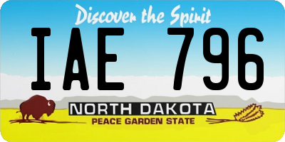 ND license plate IAE796