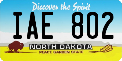 ND license plate IAE802