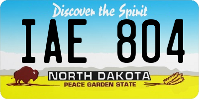 ND license plate IAE804