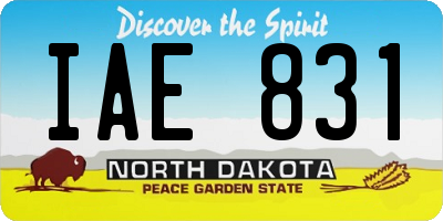 ND license plate IAE831