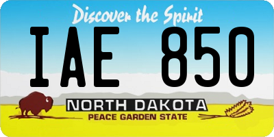 ND license plate IAE850