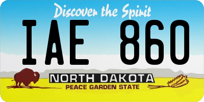 ND license plate IAE860