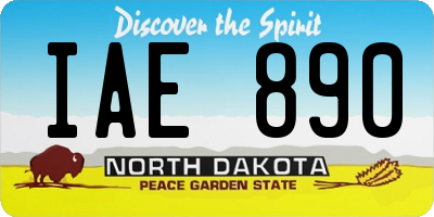 ND license plate IAE890