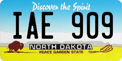 ND license plate IAE909