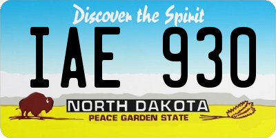 ND license plate IAE930