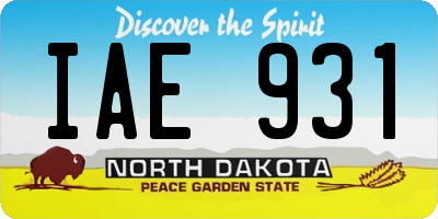 ND license plate IAE931