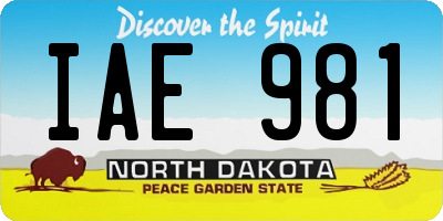 ND license plate IAE981