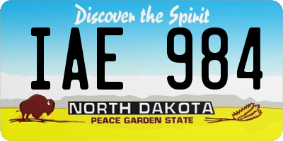 ND license plate IAE984