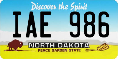ND license plate IAE986