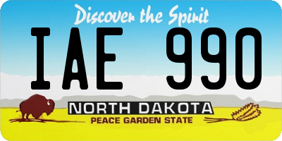ND license plate IAE990