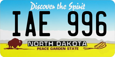 ND license plate IAE996