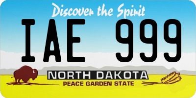 ND license plate IAE999