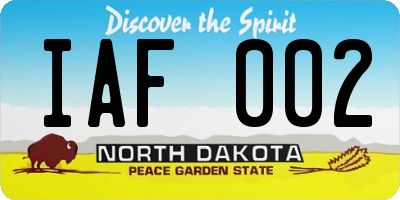 ND license plate IAF002